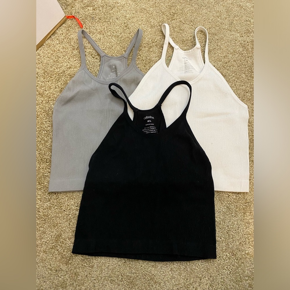 3 Pack Ododos Ribbed Tank Tops